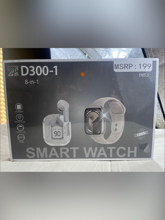 Other - D300-1 8-in-1 Smartwatch in Light Gray with Earbuds - New